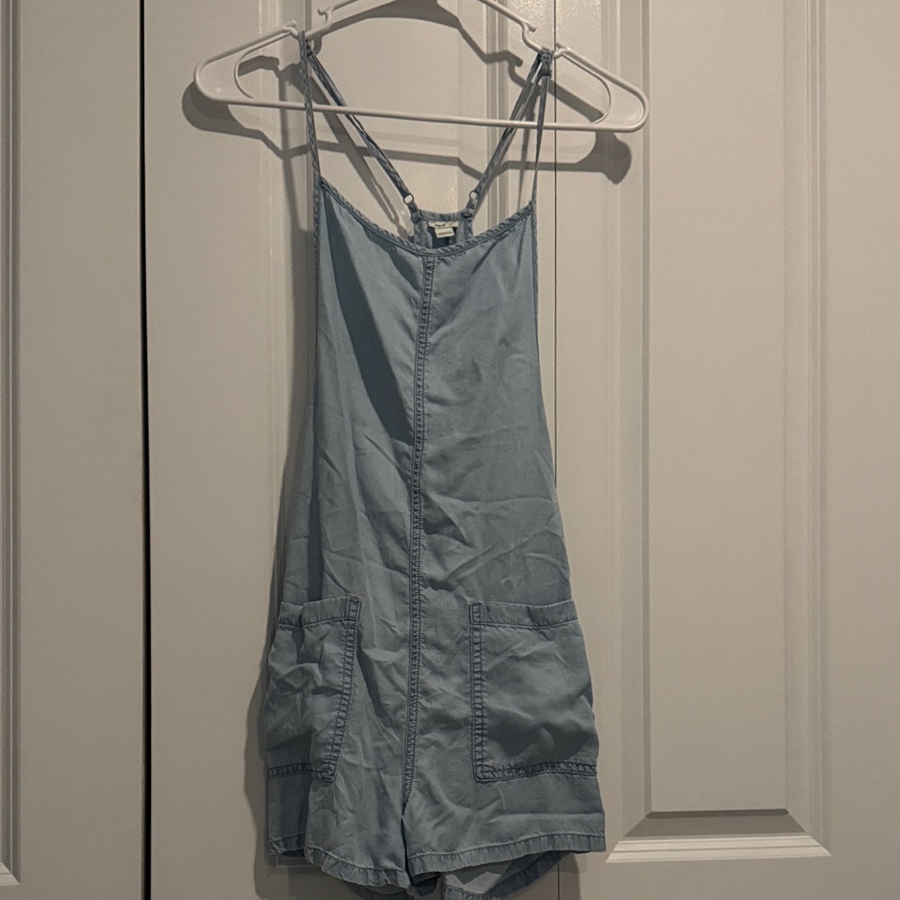 aerie Light Blue Denim Romper
